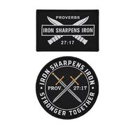 Great 1 Christian Morale Patches 2-Pack, Iron Sharpens Iron Stronger Together, Tactical Hook and Loop Religious Appliques, Accessory for Clothing-Jackets-Hats-Backpacks