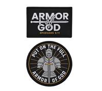 Great 1 Christian Morale Patches 2-Pack, Put on the Full Armor of God - Tactical Hook and Loop Military Appliques for Hats, Backpacks, Vests, Jackets