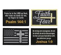 Great 1 Christian Morale Patches 4-Pack, Bible Verse & Scripture - Tactical Hook and Loop Military Appliques for Hats, Backpacks, Vests, Jackets - 2x3 inch