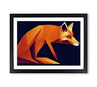 Great Abstract Fox BLK Framed Print | A2 Black Framed Wall Art | Ready to Hang | Abstract Animal Picture | Living Room Bedroom Lounge Office