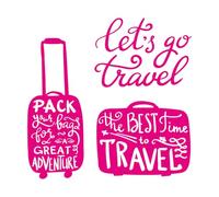 Great Adventure Bags Let's Go Travel Suitcase Wall Decals PVC 72x73.3cm It Won't Fall Off Rosered