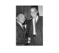 Great African American Men Malcolm X And Martin Luther King Jr Poster Decorative Painting Canvas Wall Art Living Room Poster Bedroom Painting, Wall Art Picture Print Modern Family Room Decor 16 x 2