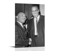 Great African American Men Malcolm X And Martin Luther King Jr Poster Decorative Painting Canvas Wall Art Living Room Poster Bedroom Painting, Wall Art Picture Print Modern Family Room Decor 24 x 3