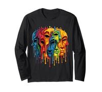 Great Art Design. Dripping Paint, Faces, Colorful Paints Long Sleeve T-Shirt