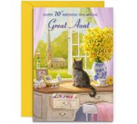 Great Aunt 70th Birthday Card - Spring Day - Medium Sized Card (A5 Size -148mm x 210mm) with Envelope
