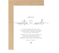 GREAT Auntie and Uncle to be Poem Pregnancy Announcement A5 Card with envelope, Family Auntie Uncle Pregnancy Announcement, Pregnancy Reveal