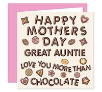 Great Auntie Happy Mothers Day Card - Love You More Than Chocolate Design