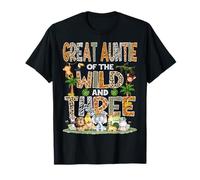 Great Auntie Of The Wild Three 3Rd Birthday Tribal Safari T-Shirt