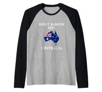 Great Barrier Reef Australia Vintage Australia Flag Map Raglan Baseball Tee