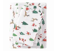 Great Bay Home 100% Turkish Cotton Flannel Sheet Set Deep Pockets Soft Christmas Sheets Warm Anti Pilling Flannel Sheets (Twin, Santa)