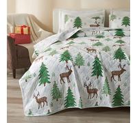 Great Bay Home 3-Piece Christmas Quilt Set with Shams. Reversible Bedspread Coverlet with Holiday Pattern. Holly Collection (King)