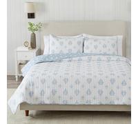 Great Bay Home 3-Piece King Reversible Lightweight Quilt Comforter with 2 Shams | All-Season, Modern, Flower Bedspreads | Blue Floral Coverlet Sets | Quilts