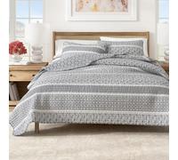 Great Bay Home 3-Piece Reversible Grey Full/Queen Quilt Comforter with 2 Shams | Lightweight, All-Season, Cozy, Modern Bedspreads | Paisley Coverlet Sets | Kadi Collection