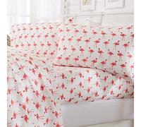 Great Bay Home 3-Piece Twin Coastal Microfiber Sheet Set | Nautical-Printed, Ultra-Soft Sheets | Wrinkle & Fade Resistant Beach-Themed Prints & Patterns Bedding Sheets & Pillowcases. (Twin, Flamingo)