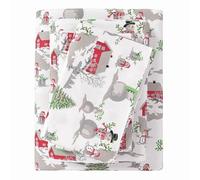 Great Bay Home 4 Piece 100% Turkish Cotton California King Winter Lodge Flannel Sheet Set | Cotton Printed Bedding Sheets & Pillowcases | Double-Brushed Flannel Bed Sheets (Calking, Winter Wonderland)