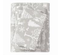 Great Bay Home 4 Piece 100% Turkish Cotton Queen Winter Lodge Flannel Sheet Set | Cotton Printed Bedding Sheets & Pillowcases | Double-Brushed Flannel Bed Sheets (Queen, Enchanted Woods)