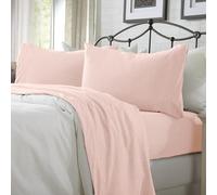 Great Bay Home 4 Piece Jersey Knit King Cotton Blend Pink Sheet Set | Ultra-Soft T-Shirt Jersey Bedding Sheets & Pillowcases | Heathered, Breathable, All Season Bed Sheets (King, Blush Pink)