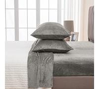 Great Bay Home Bed Sheet Extra Soft Cozy Velvet Plush Set. Deluxe Bedding with Deep Pockets. Velvet Luxe Collection Twin Grey