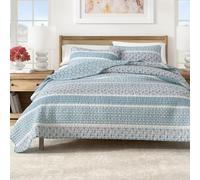 Great Bay Home Bedding Set, 3 Piece Reversible Blue Quilt Comforter with 2 Shams, Lightweight, All-Season, Cozy, Modern Bedspreads, Paisley Coverlet Sets, Kadi - Blue Collection, Full/Queen
