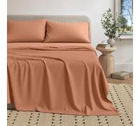 Great Bay Home Cotton Jersey Knit California King Sheet Set - Ultra-Soft, Stretchy, Heathered Melange Bed Sheets - Cozy, Soft T-Shirt Sheet & Pillowcase Set (Terracotta)
