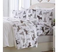Great Bay Home Extra Soft Velvet Plush King Micro Fleece Sheet Set | Deluxe Microplush Non Pilling Sheets, Deep Pocket | Lavish Sherpa Velvet Luxe Collection (King, Moose)
