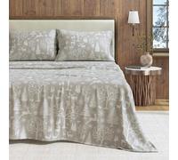 Great Bay Home Flannel Sheet Set California King Size - 100% Turkish Cotton, Double-Brushed, Printed Bed Sheets - Ultra-Soft, Cozy, 4-Piece Bedding Set (Enchanted Woods - Grey)