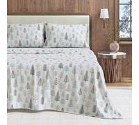 Great Bay Home Flannel Sheet Set King Size - 100% Turkish Cotton, Double-Brushed, Printed Bed Sheets - Ultra-Soft, Cozy, 4-Piece Bedding Set (Winter Forest)
