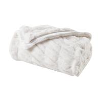 Great Bay Home Fuzzy Ruched Faux Fur White Throw Blanket | Ultra|Soft Reversible Throw | Thick Throw for Chair, Sofa, or Bed | Warm, Reversible Blanket (White, 50" x 60")