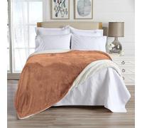 Great Bay Home Sherpa Fleece and Velvet Plush Full/Queen Throw Blanket Terracotta, Thick Blanket for Chair, Sofa, or Bed. Warm, Reversible, Soft Fleece Throw Blanket. Kinsley Collection, Terracotta