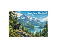 Great Bear Rainforest Canada Canvas Artwork Wall Decor for Living Room | Use wall art print above a bed; it helps complete the room with flexible placement
