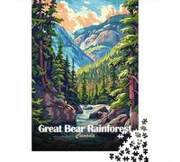 Great Bear Rainforest Canada Landscape Art 1000 Piece Jigsaw Puzzle, Lakeside Architecture Scene, Premium Paper Puzzle, Decorative Artwork for Adults, Travel Gift, 38x26cm/1000pcs
