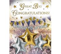 Great Big Congratulations Card Star Balloons - 8 x 6 inches - Regal Publishing
