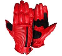 GREAT BIKERS GEAR - Bobber Cafe Brat Style Leather Biker Gloves | Protective Gloves, Motorcycle Motorbike Racing Gloves (Large, Palm Size, 10cm, Red)