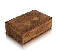 Great Birthday Gifts Handmade Decorative Wooden Jewellery Keepsake Box Tree Of Life Carving Jewellery Organizer Treasure Chest Trinket Holder Watch Storage Lock Box Housewarming Gift (Antique)