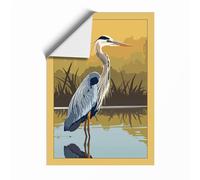 Great Blue Heron at Dawn Coastal Unframed Wall Art Print A4 (29.7×21cm), Wall Decor for Living Room, Bedroom, Office & Home, Art Gift