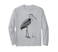 Great Blue Heron Bird Long Sleeve T-Shirt