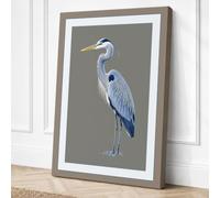 Great Blue Heron Botanical Canvas Wall Art Print 36x24 Inch (91 x 61 cm)
