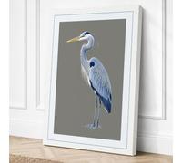 Great Blue Heron Botanical Canvas Wall Art Print 36x24 Inch (91 x 61 cm)