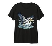 Great Blue Heron Catching Fish Wetlands Wildlife Premium T-Shirt