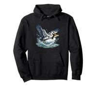 Great Blue Heron Catching Fish Wetlands Wildlife Pullover Hoodie