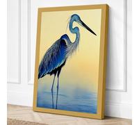 Great Blue Heron Coastal Canvas Wall Art Print 36x24 Inch