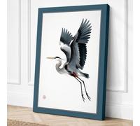 Great Blue Heron in Flight Canvas Wall Art Print 18x12 Inch (46 x 30 cm)