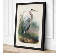 Great Blue Heron Vintage Canvas Wall Art Print 18x12 Inch (46 x 30 cm)