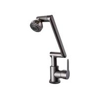 Great Brass Cold Hot 1080 Degree Bathroom Washbasin Mechanical Arm Structure Multifunctional Stream Sprayer Rotating Faucet(Grey-1PC)