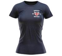 Great Britain 2024 T Shirt Women Union Jack Heart Tee Ladies Supporter Top for Sports Games, S, Navy