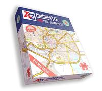 Great Britain A-Z Map of Chichester 1000 Piece Jigsaw Puzzle - Exclusive Street Map - Includes Guide Print & City Index - Nostalgic Gift Mapping Fun for Adults