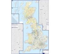 Great Britain A-Z Roads Wall Map - Laminated Large Wall Map - 120cm X 83cm - Clearly Shows Motorways, A Roads, B Roads, Minor Roads, Postcode Areas, London Inset With M25