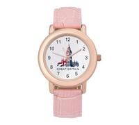 Great Britain Big Ben Casual Women's Watch Slim Analog Display Quartz Wrist Watches with Leather Strap
