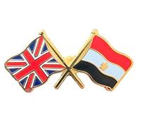Great Britain & Egypt Flags Friendship Courtesy Enamel Lapel Pin Badge