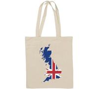 Great Britain Flag Map Graphic Natural Cotton Tote Bag White